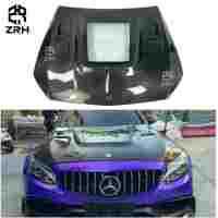 Capot en fibre de carbone transparente style IMP pour Mercedes Classe C W205 C200 C300 C63 C63s Coupé Berline AMG 2014-2021 Kit carrosserie capot moteur