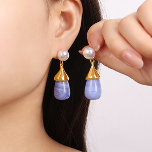 Multi Colors Resin <b>Studs</b> <b>Earrings</b> for Women | 18K PVD Gold Plated Stainless Steel | Waterproof, Hypoallergenic & Non-Fading - Product Image 5