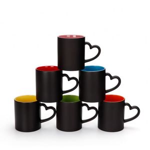 Taza <span class=keywords><strong>de</strong></span> cerámica negra mate con interior amarillo esmaltado, cuerpo recto, para café, sublimación, lisa, <span class=keywords><strong>de</strong></span> gres, para empresas, suministros <span class=keywords><strong>de</strong></span> oficina, gremio. - Product Image 6
