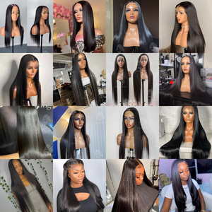 Rambut Manusia India 40 Inci Lurus Alami Grosir 100% Hitam Asli Kutikula Tertata Rapi Wig HD Lace Front - Product Image 5