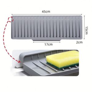 Protection anti-éclaboussures en silicone auto-drainante pour évier / Tapis anti-gouttes pour robinet, conception améliorée avec porte-savon - Product Image 4