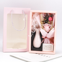 Bouquets de roses et de fleurs séchées éternelles en savon, faits main et pratiques, pour la Fête des Enseignants et la Saint-Valentin