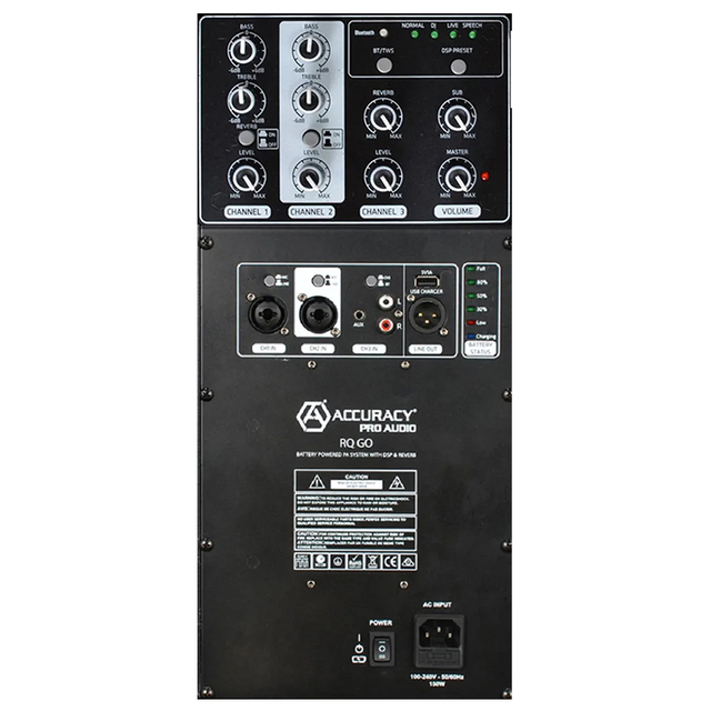 Accuracy Pro Audio D5-0.8K-BP-LED15 BT DSP REVERB 4-Modes BATTERY POWERED PA SYSTEM Class D Amplifier