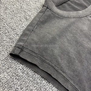 Canotte Senza Maniche da <span class=keywords><strong>Uomo</strong></span> di Alta Qualità, Canotte Traspiranti Nere Personalizzate in Cotone con Lavaggio Acido - Product Image 6