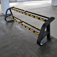 Support de rangement multi-niveaux pour haltères et barres avec supports de protection pour la gestion et l'organisation des poids libres en club de fitness