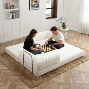 Sofá Cama Convertible Plegable, Sofá de Suelo Moderno de Pana, Futón con Colchón y Almohadas, Sofá sin Estructura para Sala de Estar y Dormitorio - Product Image 6