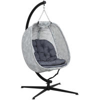 Fauteuil suspendu en forme d'œuf AJUNION pour l'extérieur, mobilier de balcon, fauteuil à bascule, siège large, fauteuil en forme d'œuf pliable avec support en acier
