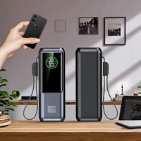 Batterie solaire portable 100W 20000mAh, chargeur rapide, affichage numérique, étanche, batterie Li-polymère, double sortie USB, cordon