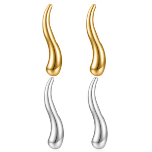 Pendientes Geométricos de Acero Inoxidable con Forma de Gota de Agua, 53 mm de Largo, Color Dorado, EU1337, Pendientes Colgantes para Mujer, Joyería de Moda - Product Image 5