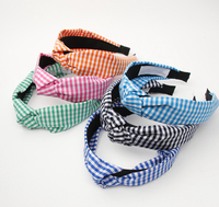 Bandeau noué à carreaux pour femme, bandeau personnalisé multicolore, accessoires pour cheveux, à la mode, 1 pièce