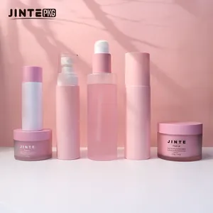 빈 120ml 150ml 200ml 플라스틱 핑크 스타일 스킨케어 포장 화장품 로션 펌프 플라스틱 병 및 리필 PET 크림 항아리