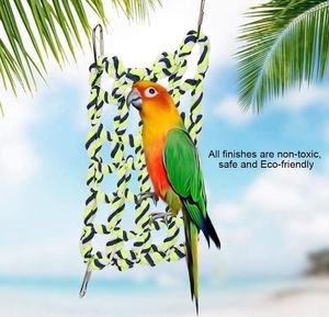 Hamac portable, filet d'escalade en coton, lit-balançoire avec 4 crochets pour hamac, perroquets, petits animaux de compagnie, nid, activités et jouet d'escalade, nouveauté - Product Image 2