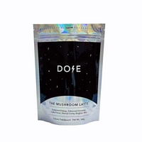 Sachet en papier kraft noir avec valve pour café en grains, en forme de champignon, à fermeture thermique