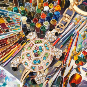 Gantungan kunci kura-kura Vintage mewah gantungan kunci Aloi berlian imitasi berkilau kristal lucu hewan laut modis Vintage - Product Image 2