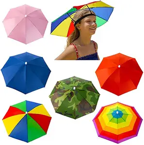 BSBH Wholesale Head Umbrella Hat Cap Custom Print Sublimation Small Portable Headwear Umbrella Hat Outdoor Fishing Umbrella