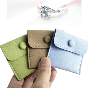 Pochette de luxe en microfibre pour bijoux avec logo personnalisé, petit sac à rabat pour collier - Product Image 6