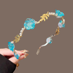 महिलाओं के लिए सुरुचिपूर्ण विंटेज मेटल गुलाब टियारा हेयर कलर का हेयर बैंड, महिलाओं के लिए मोती बाल सामान उपहार - Product Image 5