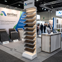 Étagère de présentation de carreaux en métal robuste sur pied pour magasin de matériaux de construction, avec éclairage LED par niveaux