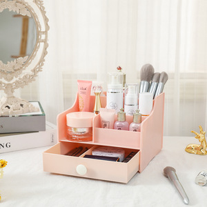 Cosmetic Organizer With <b>Drawers</b> <b>Plastic</b> Multi Compartment <b>Storage</b> Box For Makeup Desk <b>Storage</b> Simple Style 6-10 L Capacity - Product Image 5