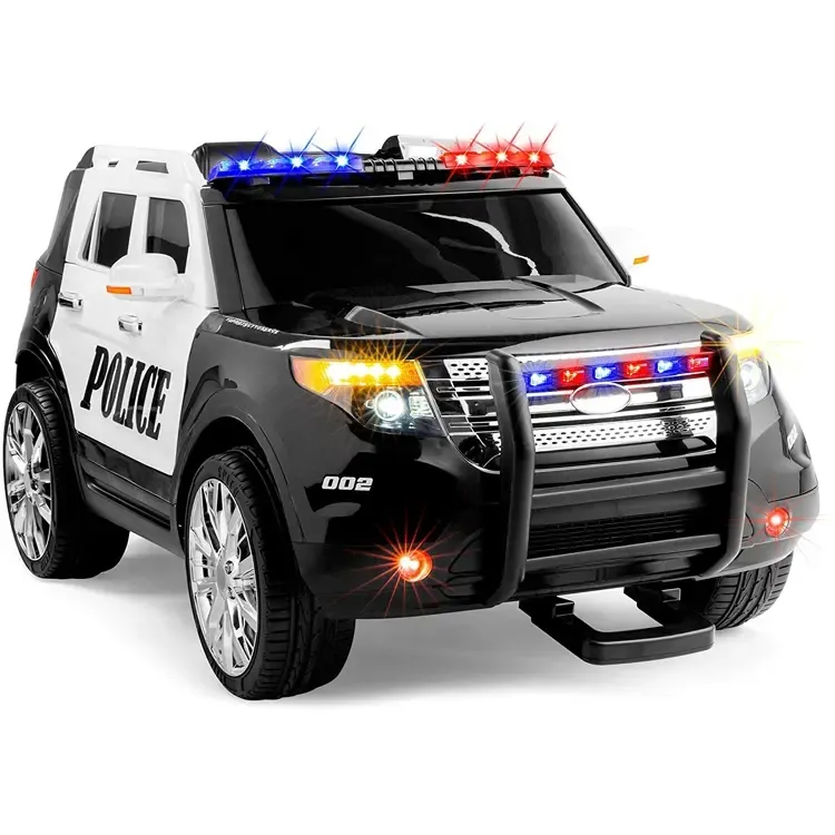 ألعاب بطارية جديدة للأطفال كهربائية شرطة 12 فولت سيارة شرطة كهربائية للركوب سيارة أطفال سوداء