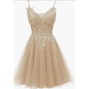 Nouvelle <span class=keywords><strong>Robe</strong></span> de Soirée Courte Personnalisée en Tulle avec Appliques de Dentelle, Élégante et Scintillante, Bretelles Fines, Idéale pour le Bal de Promo - Product Image 3