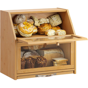 Boîte à <span class=keywords><strong>pain</strong></span> en bois à 2 niveaux <span class=keywords><strong>avec</strong></span> <span class=keywords><strong>planche</strong></span> à découper pour le <span class=keywords><strong>pain</strong></span> fait maison, pour le comptoir de cuisine - Product Image 1