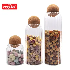 Glass Kitchen Canisters Sets with Airtighs Ball Cork, Glass Food Storage Jars,for Sugar, Coffee