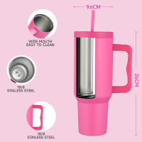 Nueva Taza de Acero Inoxidable 304 con Diseño de Dibujos Animados, 40 oz, Aislada al Vacío, Portátil, con Asa, Gran Capacidad, Duradera, para Exteriores