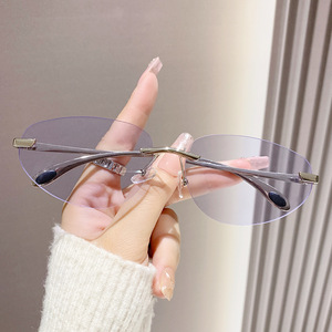 Small <b>Framed</b> Sunglasses <b>Frameless</b> PC Lens UV400 Protection Unisex Driving Glasses - Product Image 4