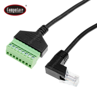 Cable adaptador RJ45 8P8C hembra a hembra de 90 grados con tornillo, blindaje trenzado, carga rápida 5A, PVC, para uso en computadoras