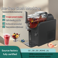 Machine à slushies 5-en-1 avec compresseur de refroidissement, grande capacité 2L, autonettoyante, sans glace, pour usage domestique, machine à slushies de comptoir