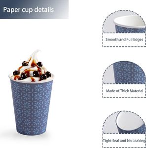 Vasos de papel desechables de 3 oz directos de fábrica, vasos florales azul marino para enjuague bucal, para baño y muestras, vasos pequeños para beber al por mayor, OEM - Product Image 3