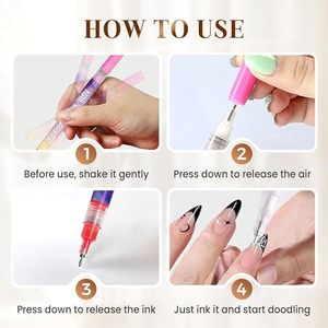 12 Colors Plastic Nail Art <b>Pen</b> Set 0.5mm Precision Tip Gel Nail Drawing Painting Marker Tools - Product Image 6