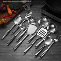 410 acier inoxydable maison ustensiles de cuisine outils de cuisine avec Pot accessoires spatule écumoire louche tourneur Spaghetti fourchette