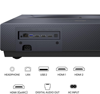 Proyector Láser Hisense PT1 Versión Global 4K UST TriChroma, 2500 Lúmenes ANSI, Distancia de Proyección 0.2:1, Cine en Casa, Proyector Inteligente