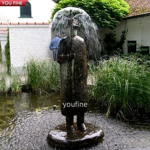 屋外庭園ストリート真鍮製ジャン・ミッシェル・フォロン彫刻ブロンズ傘を持つ男性像 - Product Image 2