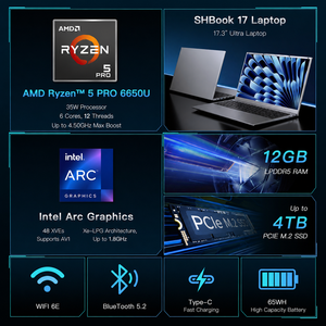 Fabrik OEM Angepasster 17,3 Zoll AMD Ryzen 5 PRO <span class=keywords><strong>6650U</strong></span> 16GB LPDDR5 SSD Hintergrundbeleuchtung Windows 11 Computadora Portatil Laptop - Product Image 2