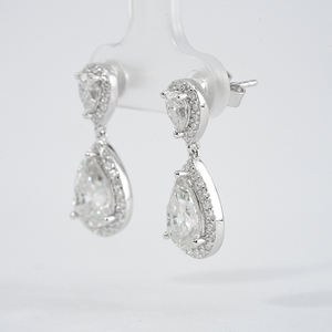 925 Sterling Silver Moissanite <b>Earrings</b> 4ct total fashion design wedding <b>earrings</b> stud pear moissanite - Product Image 6