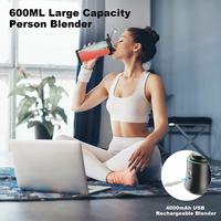 Presse-agrumes Extracteur Machine Portable Usb Blender Avec Couvercle De Boisson Capacité 600ml Rechargeable Étanche Multi-fonction Main Blen