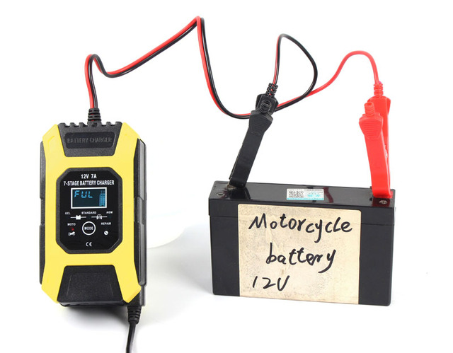 FOXSUR 12V 7A Fully Automatic Smart Charger 7-stage for Calcium Gel AGM Wet Lead Acid Battery Car Motorcycle Repair Charger