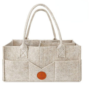 Organizador de pañales de bebé para cambiador, cesta de almacenamiento para guardería con asa, organizador de pañales de fieltro caqui, bolsa para mamá - Product Image 1