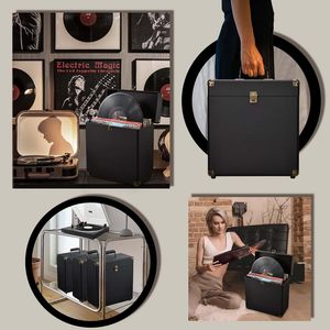 Hộp trưng bày bộ sưu tập album LP di động, hộp đựng đĩa than 45, đựng đĩa vinyl 7/10/12 inch và hộp đựng đồ bằng da có thể gấp gọn - Product Image 6