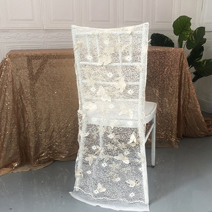 Funda <span class=keywords><strong>de</strong></span> Silla Romántica <span class=keywords><strong>de</strong></span> Algodón con Encaje Bordado, Estilo Nórdico, Decoración para Banquetes <span class=keywords><strong>de</strong></span> Boda, para Hotel, Fiesta, Personalizada, 40x90cm - Product Image 3