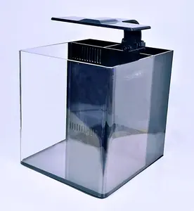 Venta caliente acuario de escritorio tamaños personalizados peces marinos Nano juegos de tanques con filtro trasero