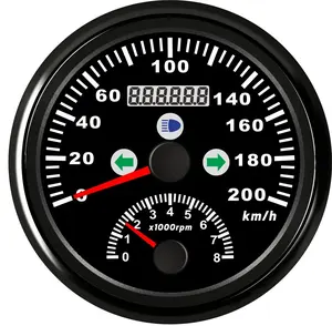 All Black GPS Speedometer 200KMH With Turning Light High Beam Tachometer 8000 RPM Red Led