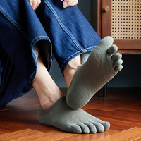 Chaussettes à cinq doigts pour hommes, personnalisées, couleur unie, tendance, respirantes, fines, pour l'été