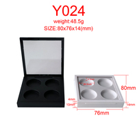 Y024 Mini Boîtier Magnétique Carré Vide pour Fards à Paupières, Palette de Fards à Paupières 4 Couleurs, Palettes Personnalisées Blanches et Noires avec Étiquette Privée