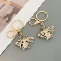 Porte-clés Abeille Mignon Animal Strass Scintillant Breloque Anneau de Clé de Voiture Pendentif de Sac Cadeau Créatif Tendance pour Femmes Filles