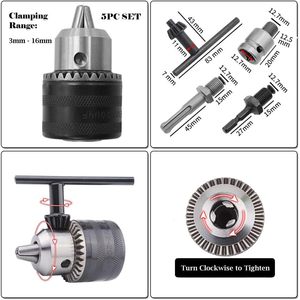 Three Jaw Drill Chuck 3-16mm For Drilling Machine With Key Wrench And Adapter - Product Image 3