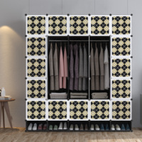Armoire portable pliable en plastique avec étagères, montage facile, mobilier contemporain pour le rangement de la chambre